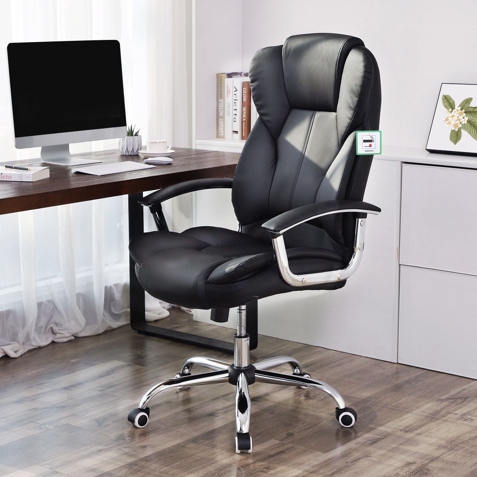 Executive Swivel Office Chair – PU Leather – Black – High Back with Tilt Function
