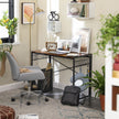 Folding Writing Desk – Wood and Metal – Rustic Brown and Black – 8 Hooks, No Tools Required