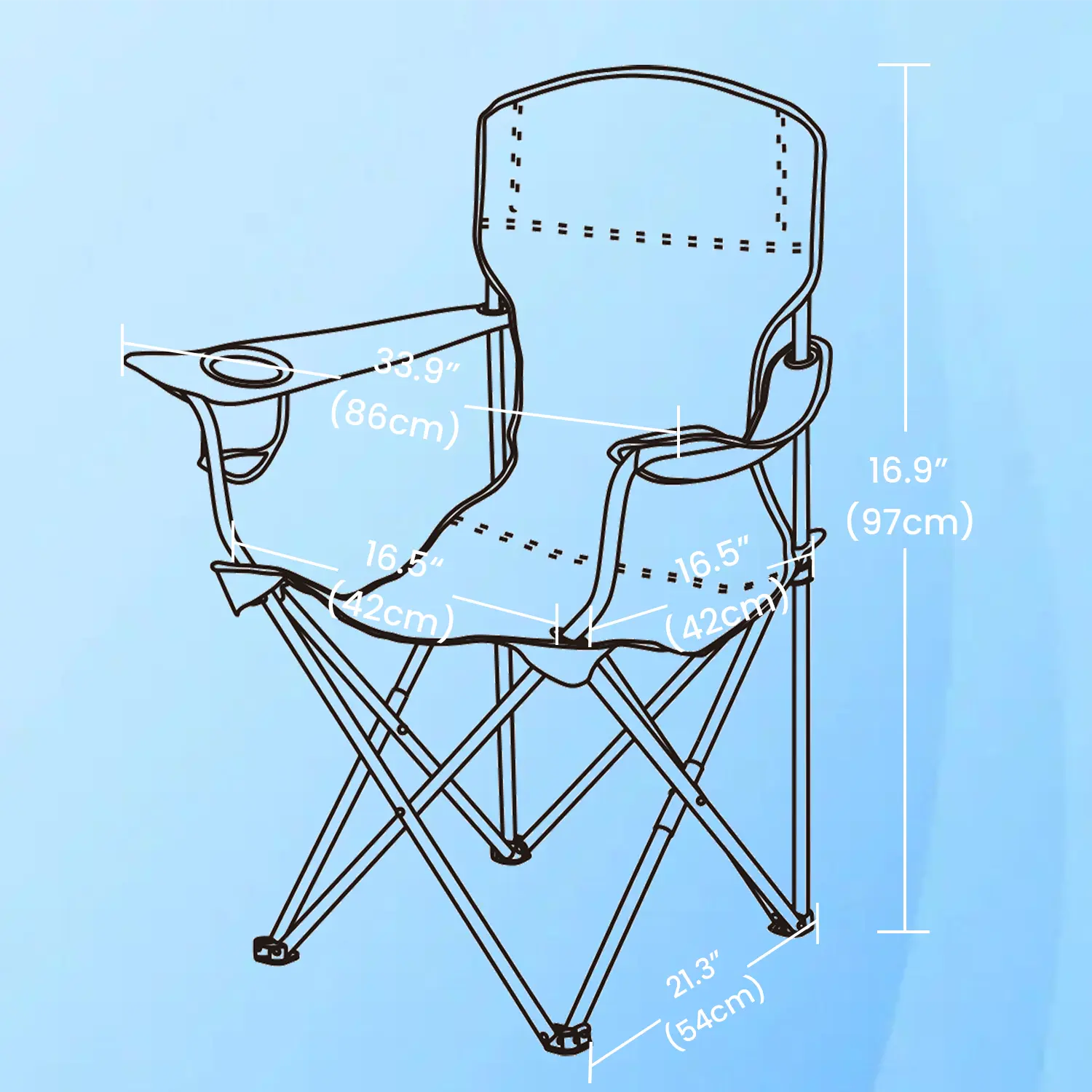 Set of 2 Folding Heavy-Duty Camping Chairs – Metal Frame – Slate Gray – Includes Cup Holder
