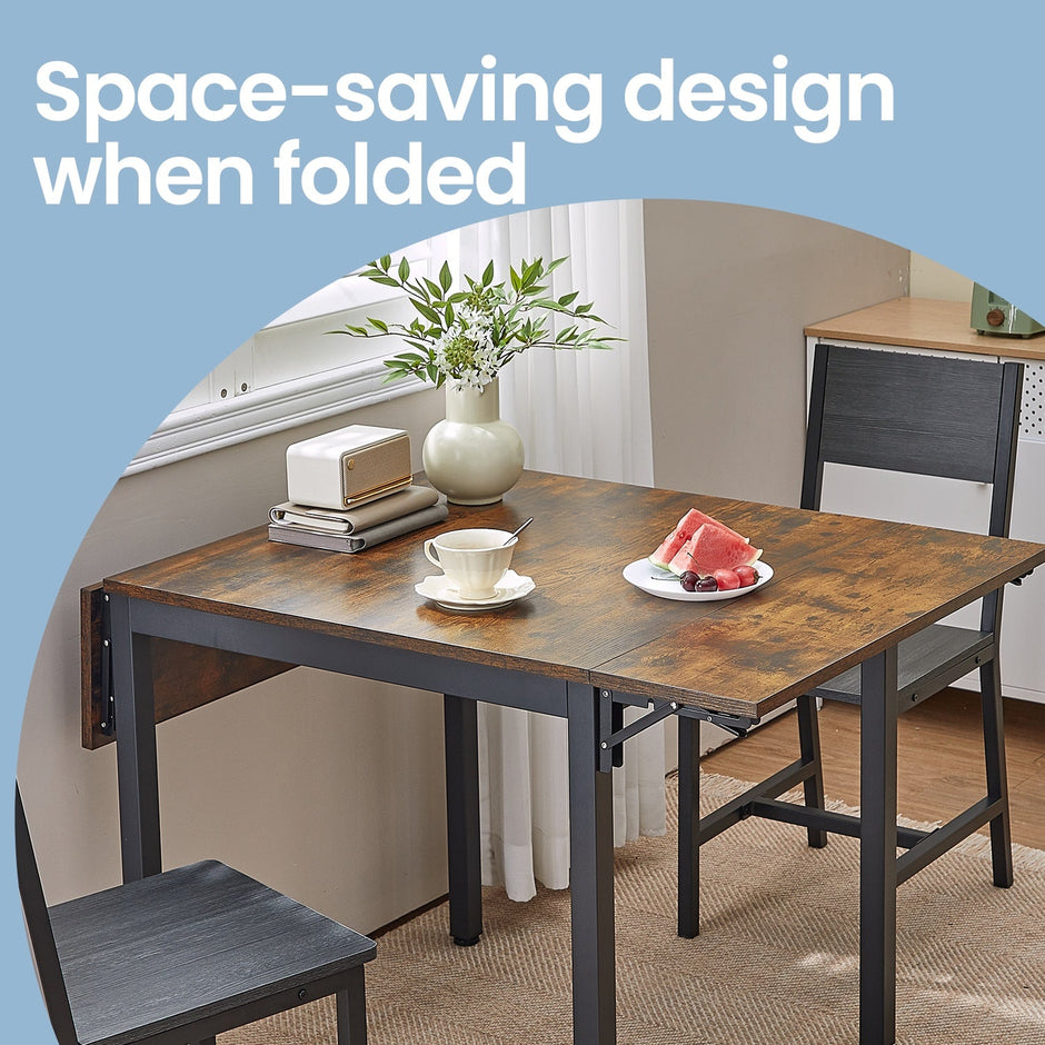 Folding Dining Table – Natural Oak and Cloud White – Drop Leaf Extendable for Small Spaces – Seats 2-4 People