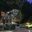 Large Patio Sun Umbrella – Fabric – Grey – Solar-Powered LED Lights, UPF 50+ Protection, Tilting Mechanism