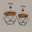 Set of 2 Coffee Tables – Steel Frame – Brown and Black – Removable Tabletop, Modern Style