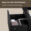 Nightstand – Wood – Cloud White – Charging Station with 3 Drawers, 2 AC Outlets, and 2 USB Ports