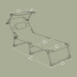 Folding Sun Lounger – Fabric – Dark Gray – Adjustable Backrest with Sunshade