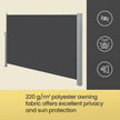 Extendable Side Shade – Steel – Anthracite Grey – Privacy Screen & Sun Protection for Patio, Terrace, Garden