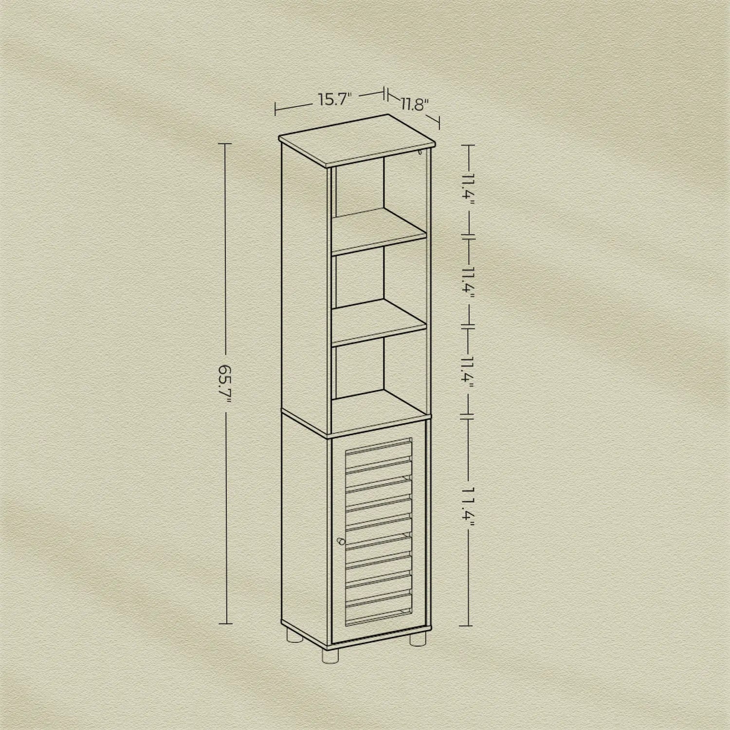 Tall Bathroom Storage Cabinet – Engineered Wood – Rustic Brown – Freestanding with Open and Adjustable Shelves