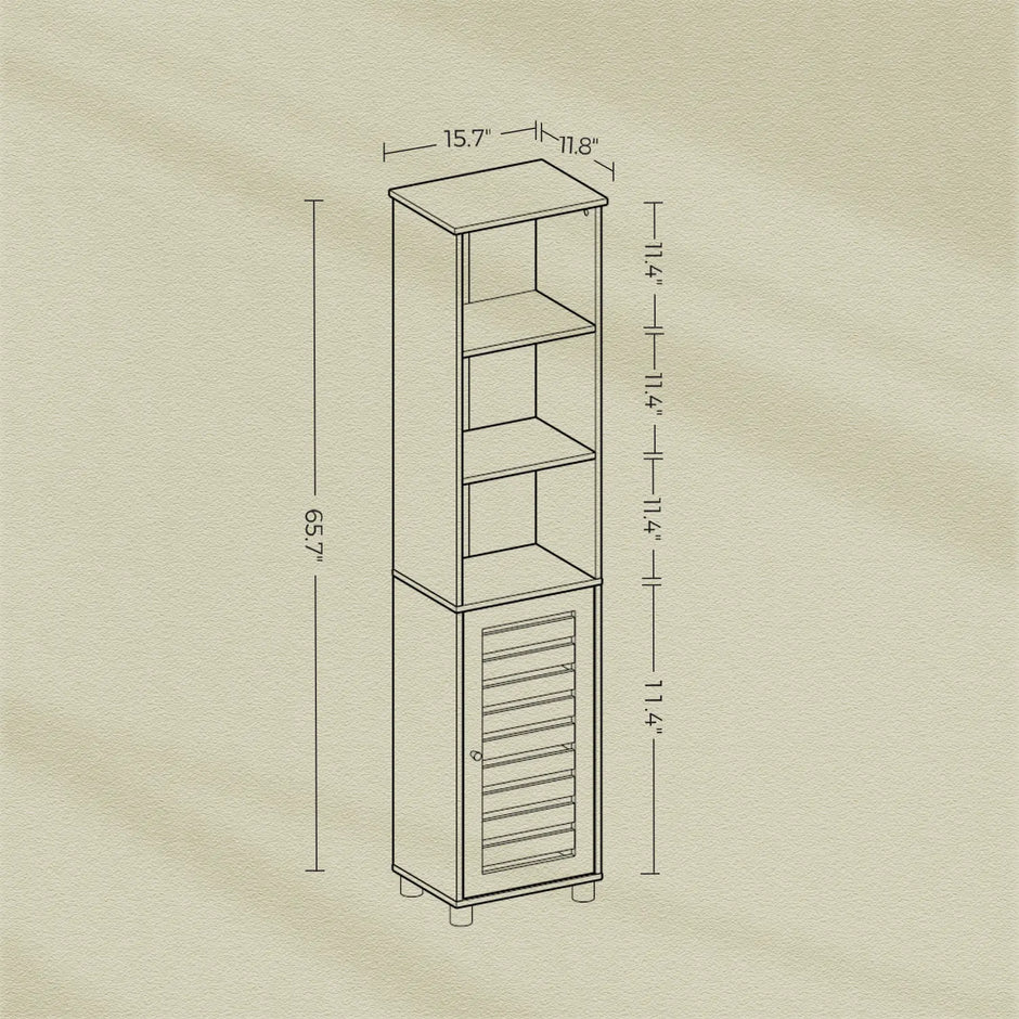 Tall Bathroom Storage Cabinet – Engineered Wood – Rustic Brown – Freestanding with Open and Adjustable Shelves