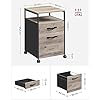 Mobile Office File Cabinet – Steel – Rustic Brown and Black – Rolling with Open Compartment
