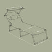 Folding Sun Lounger – Fabric – Dark Gray – Adjustable Backrest with Sunshade
