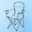 Set of 2 Heavy-Duty Folding Camping Chairs – Metal – Black – with Cup Holder