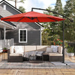 Hanging Patio Umbrella – Fabric – Grey – Crank Mechanism with UPF 50+ Sun Protection