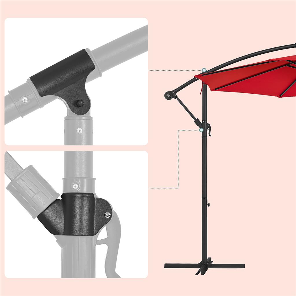 Hanging Patio Umbrella – Fabric – Grey – Crank Mechanism with UPF 50+ Sun Protection