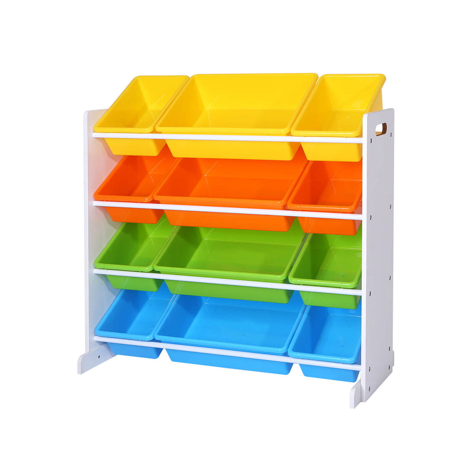 Toy Storage Unit – Density Board – White – Includes 4 Removable PP Containers