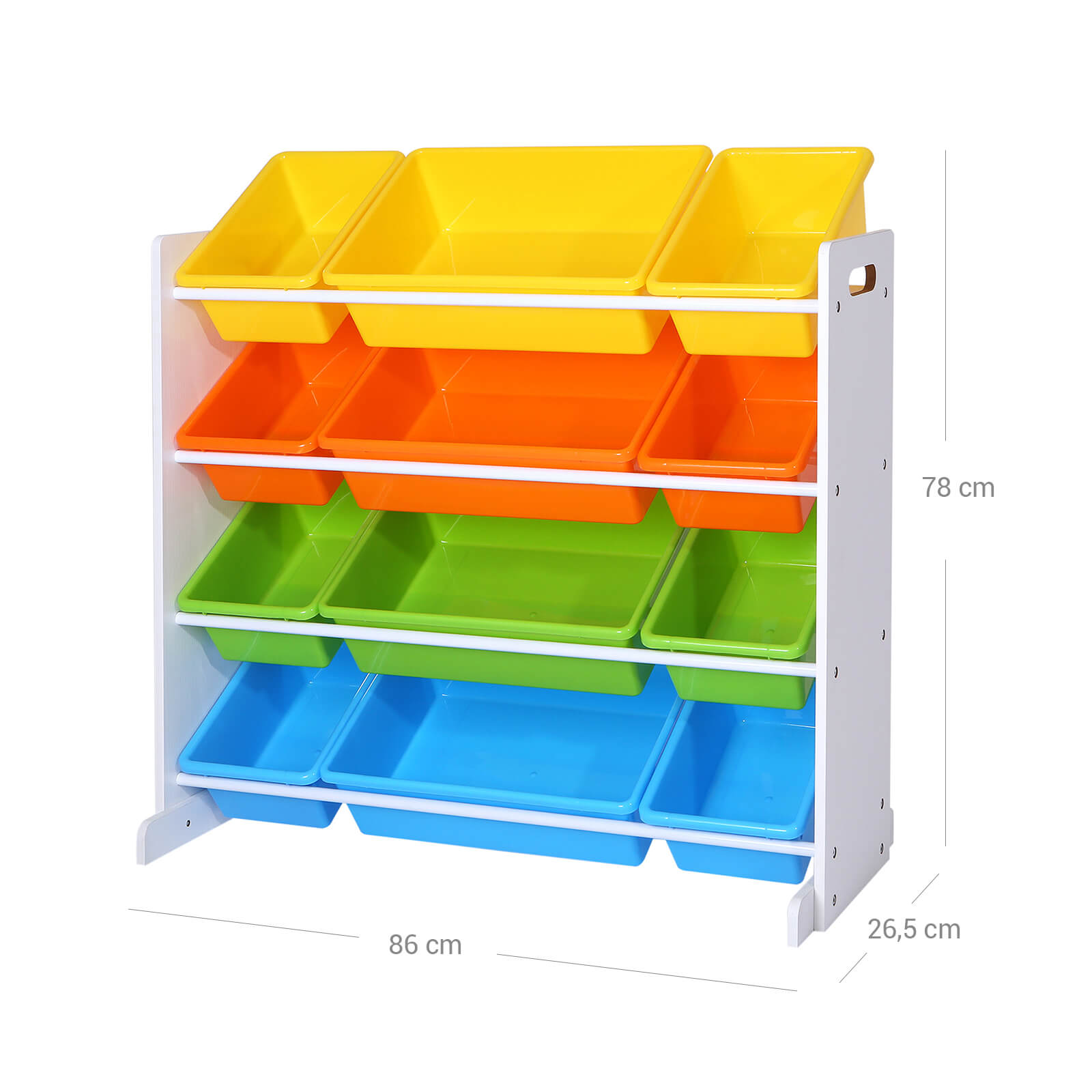 Toy Storage Unit – Density Board – White – Includes 4 Removable PP Containers