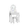 Dressing Table – Wood – White – 4 Drawers with Heart-Shaped Mirror and Stool