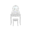 Dressing Table – Wood – White – 4 Drawers with Heart-Shaped Mirror and Stool