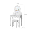 Dressing Table – Wood – White – 4 Drawers with Heart-Shaped Mirror and Stool