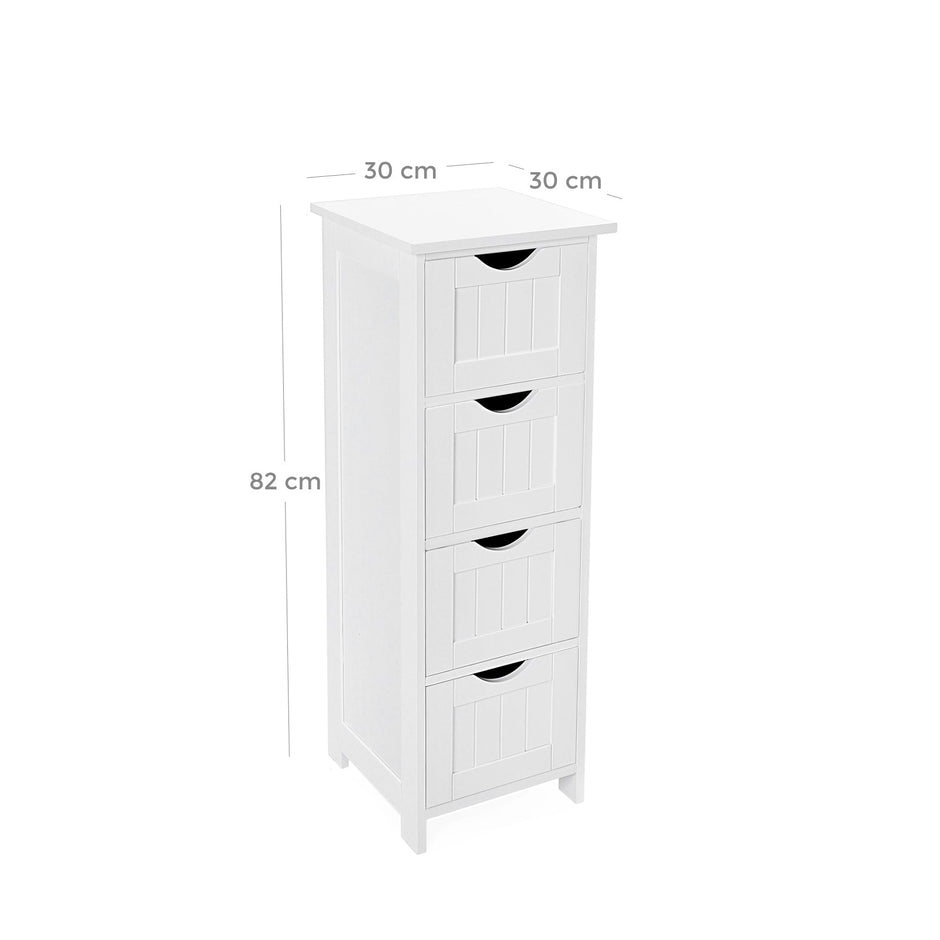 Storage Cabinet – Engineered Wood – Grey – Freestanding with 4 Drawers