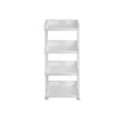 Rolling Kitchen Trolley – Wood – White – 4 Shelves, 86 cm Height