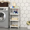 Rolling Kitchen Trolley – Wood – White – 4 Shelves, 86 cm Height