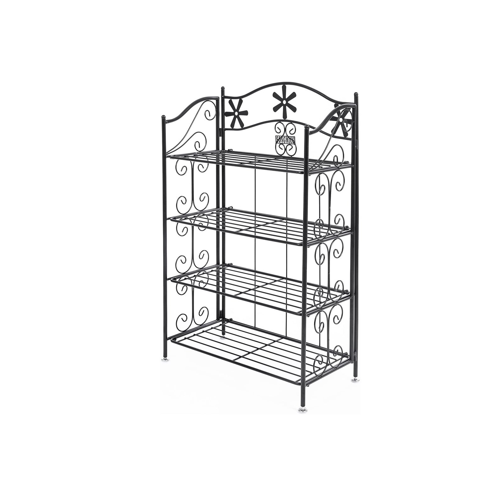 4 Tier Bathroom Shelf – Metal – Black – Versatile Plant Rack and Display