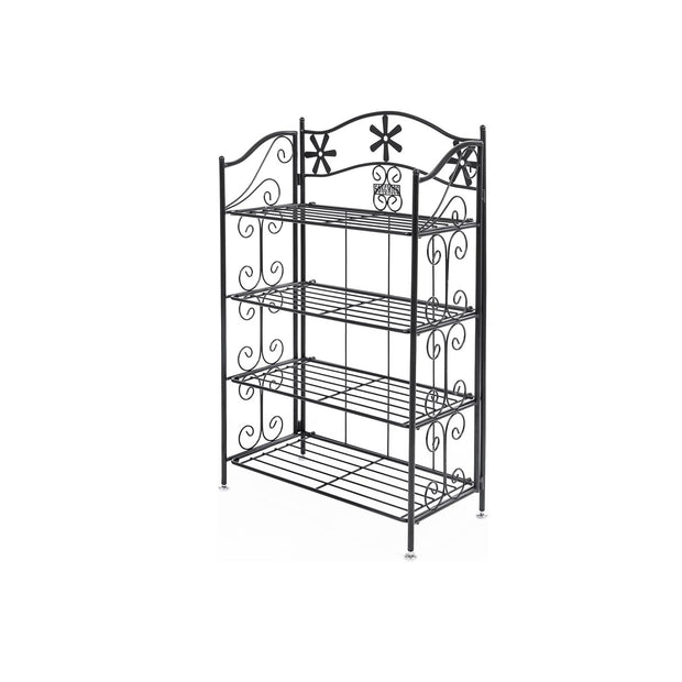 4 Tier Bathroom Shelf – Metal – Black – Versatile Plant Rack and Display