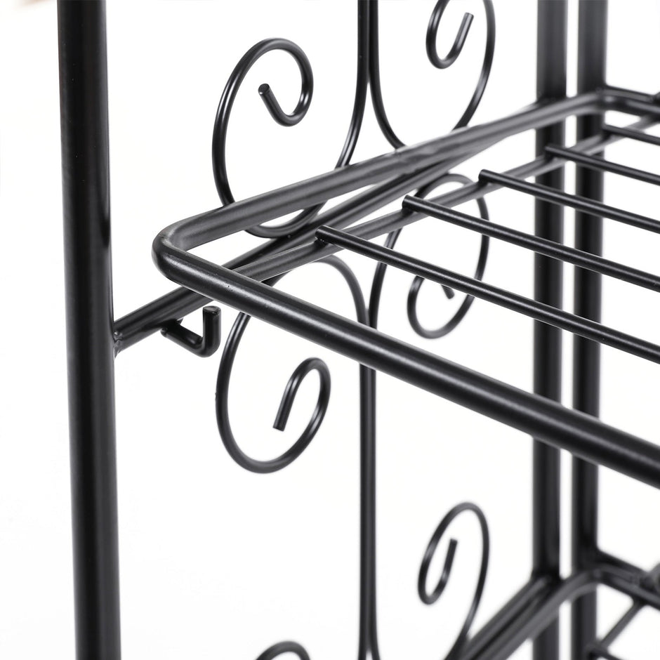 4 Tier Bathroom Shelf – Metal – Black – Versatile Plant Rack and Display