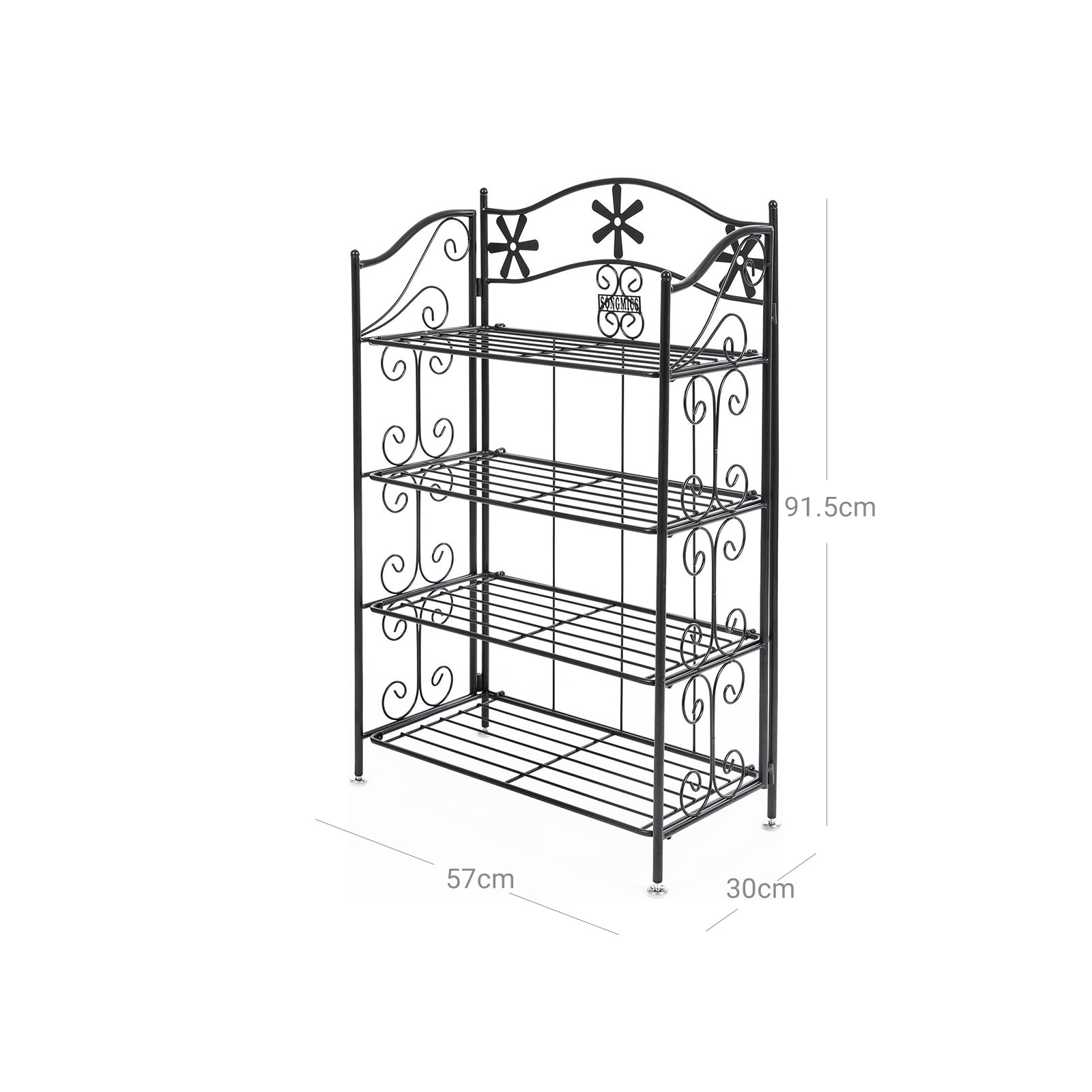 4 Tier Bathroom Shelf – Metal – Black – Versatile Plant Rack and Display