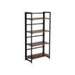 4-Tier Bookshelf – Metal Frame – Rustic Brown – Multifunctional Folding Design
