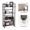 4-Tier Bookshelf – Metal Frame – Rustic Brown – Multifunctional Folding Design