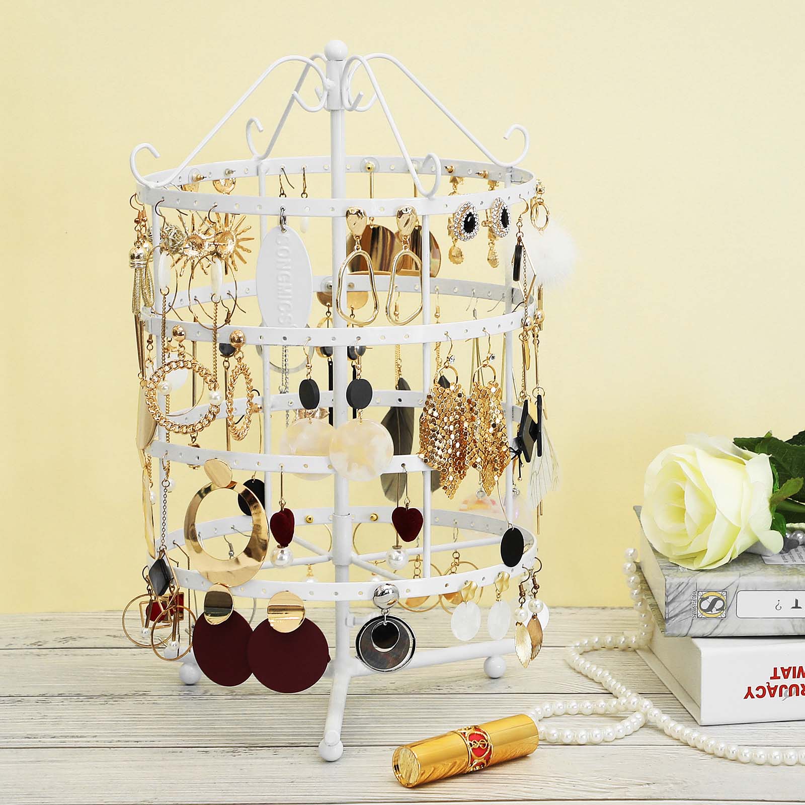 4 Tier Jewellery Stand – Metal – White – Elegant Design