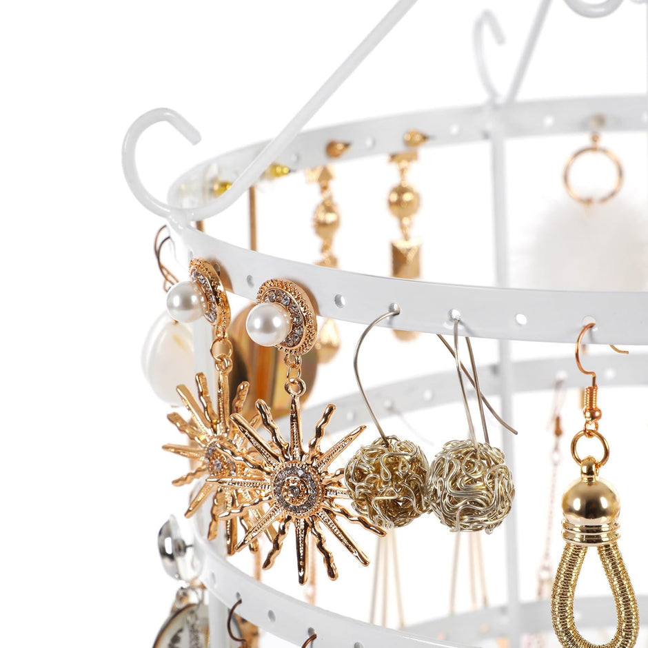 4 Tier Jewellery Stand – Metal – White – Elegant Design