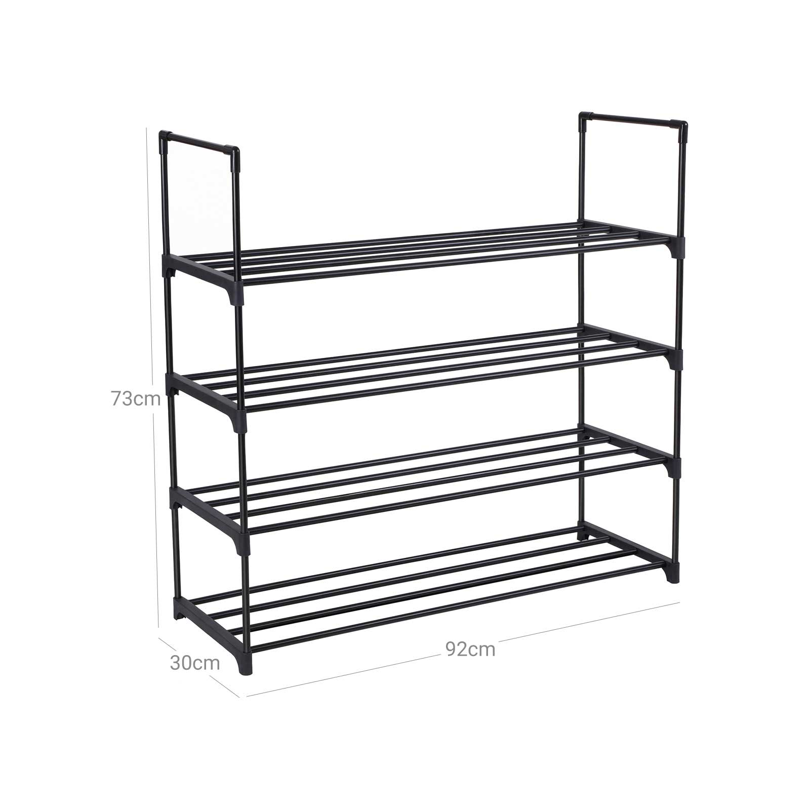 4 Tier Shoe Rack – Metal – Grey – Capacity for 20 Pairs of Shoes