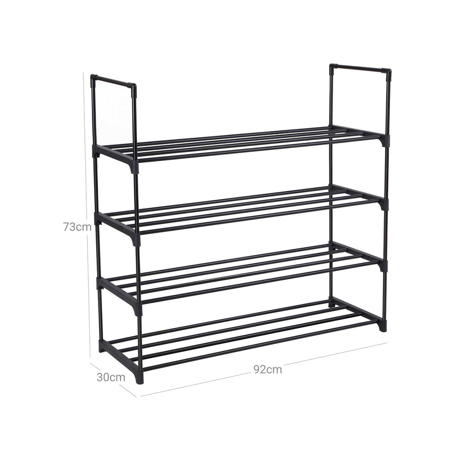 4 Tier Shoe Rack – Metal – Grey – Capacity for 20 Pairs of Shoes