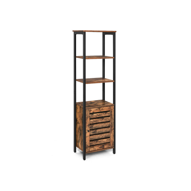 Tall Storage Cabinet – Steel – Rustic Brown and Black – Adjustable Shelves and Space-Saving Design