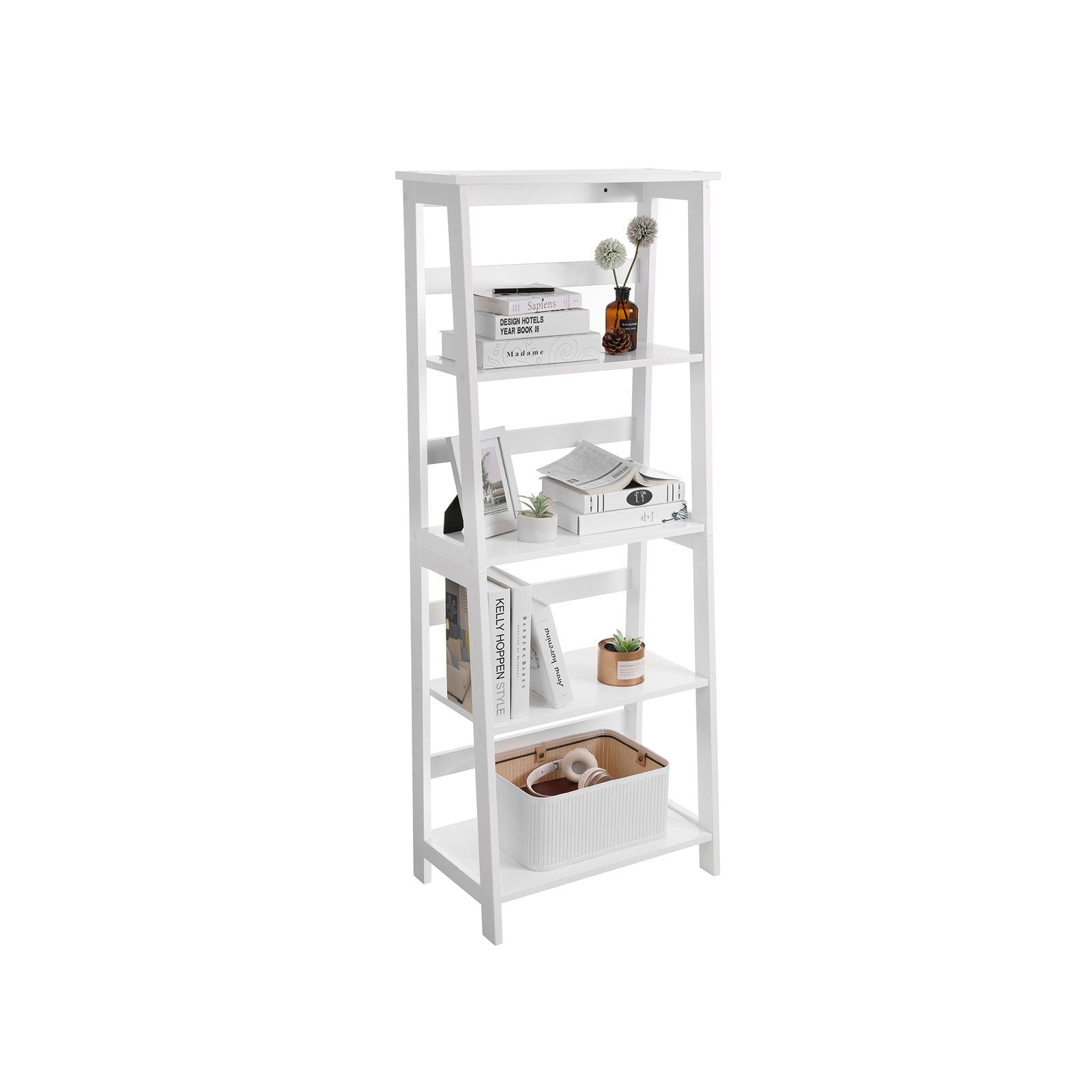 4-Tier Bookcase – Wood – White – Multifunctional Storage Shelf