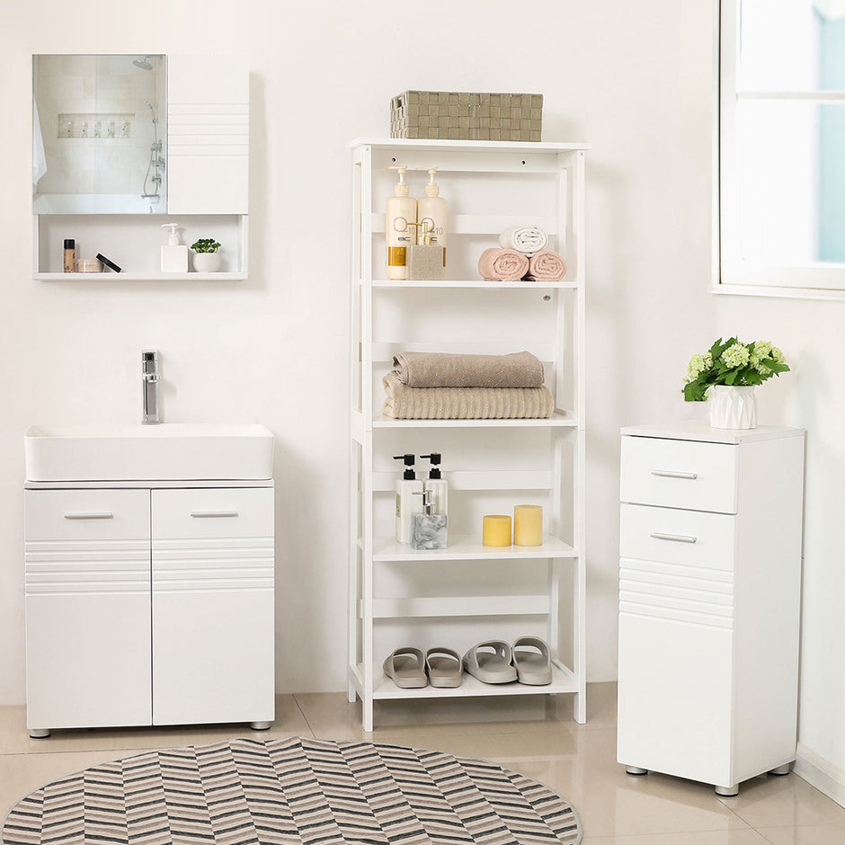 4-Tier Bookcase – Wood – White – Multifunctional Storage Shelf