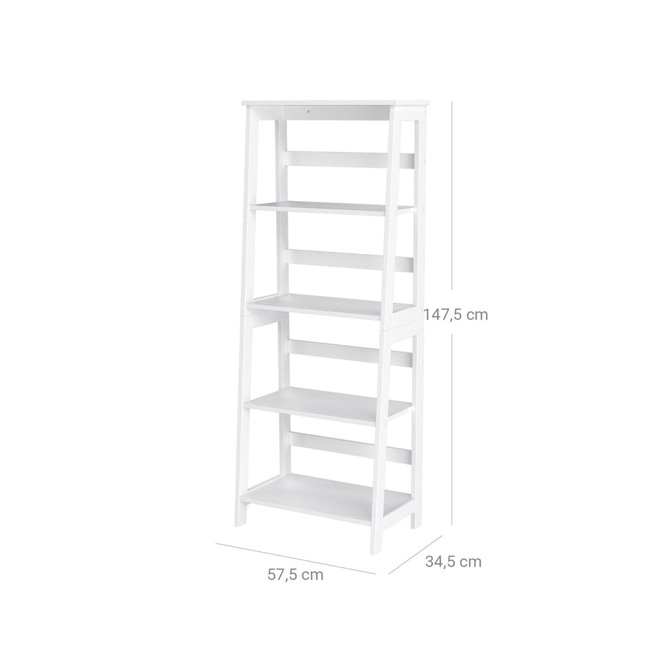 4-Tier Bookcase – Wood – White – Multifunctional Storage Shelf