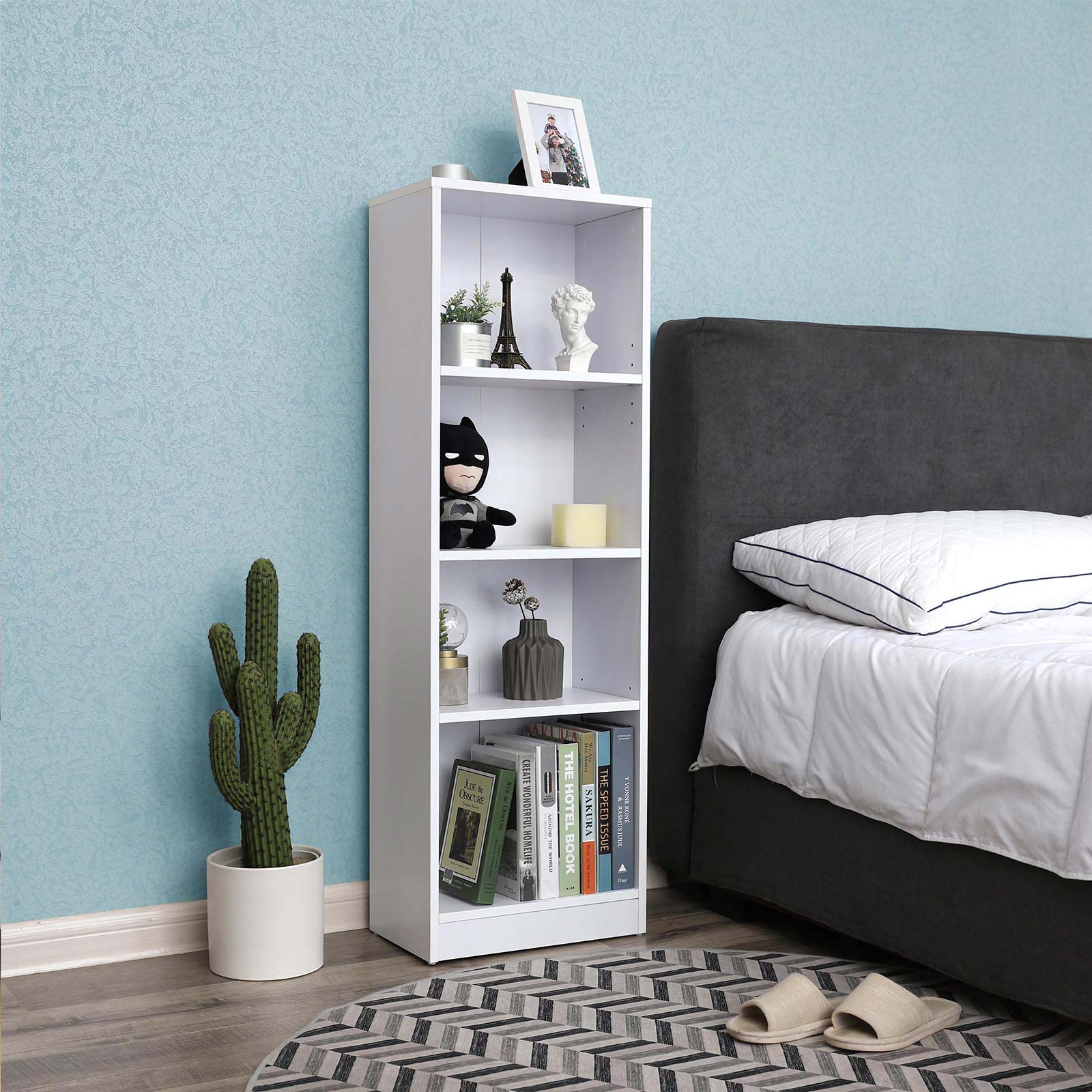 4 Tier Bookcase – Wooden – Oak – Adjustable Shelves