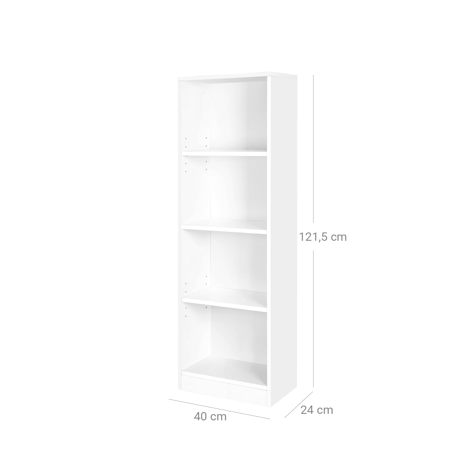 4 Tier Bookcase – Wooden – Oak – Adjustable Shelves