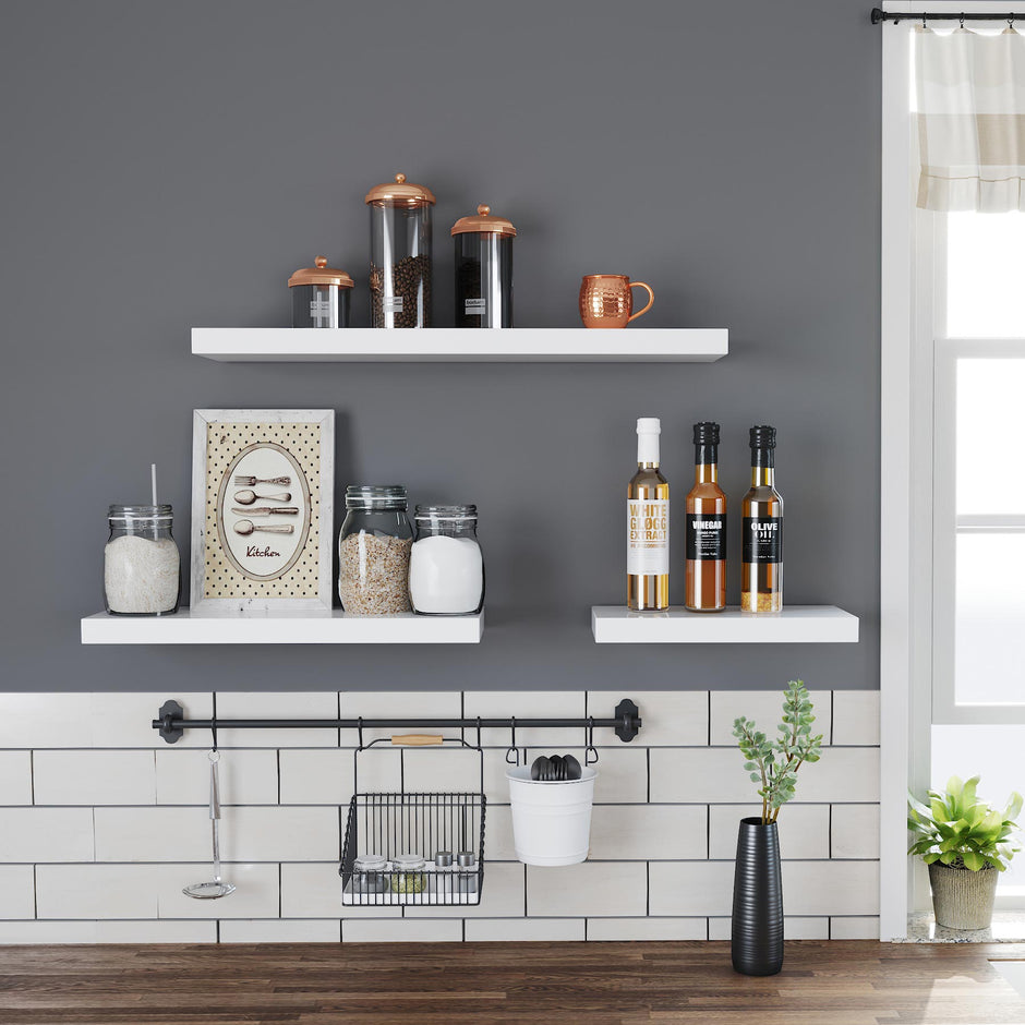 Floating Shelf – MDF – Rustic Brown – 40 cm Wall Mounted Display Storage