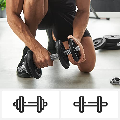 Adjustable Dumbbell Set – Cast Iron – Orange – 20kg with Extra Barbell Bar