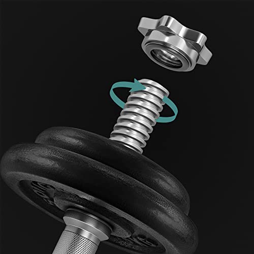 Adjustable Dumbbell Set – Cast Iron – Orange – 20kg with Extra Barbell Bar