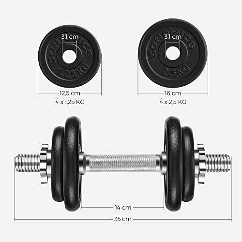 Adjustable Dumbbell Set – Cast Iron – Orange – 20kg with Extra Barbell Bar