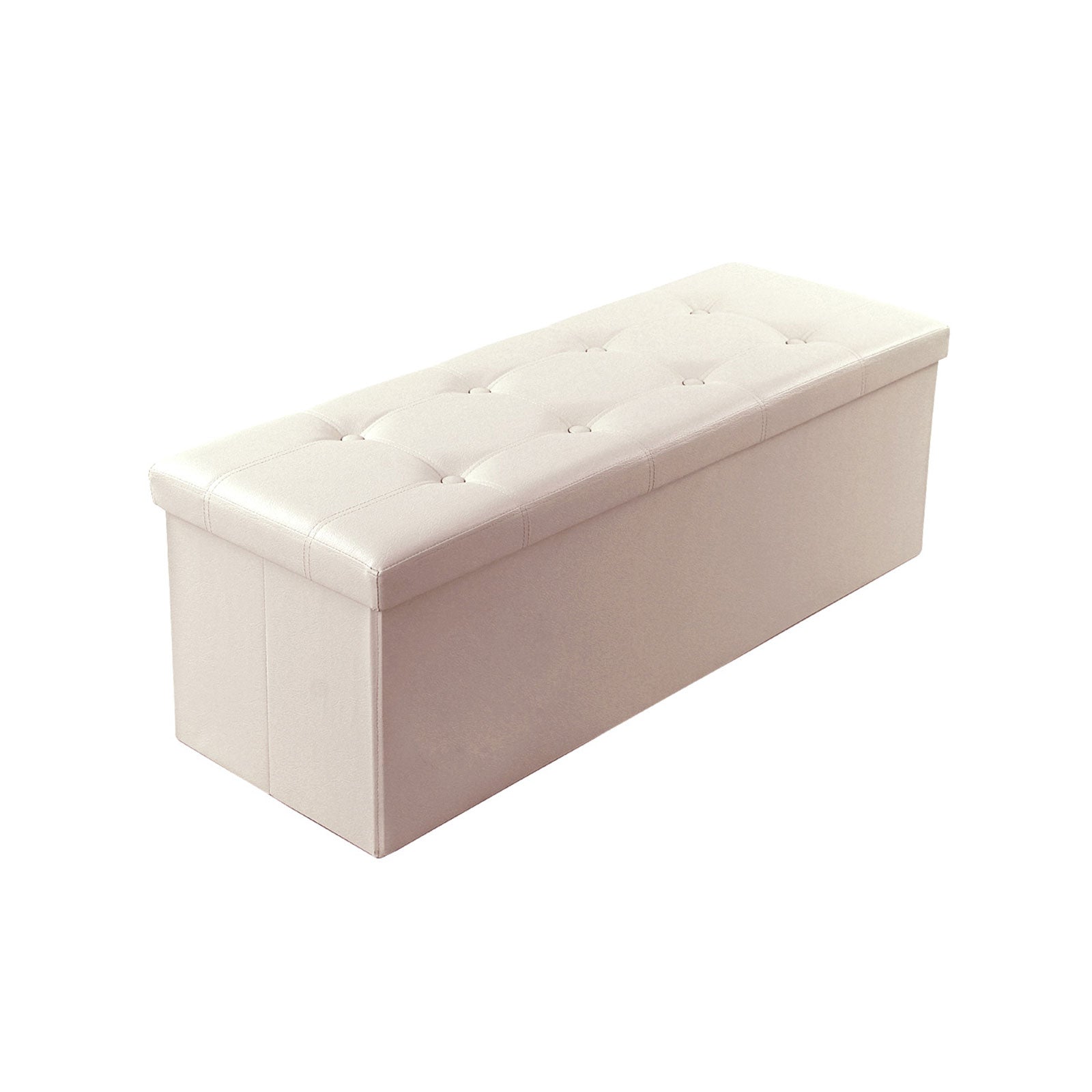 Large Faux Leather Ottoman – Beige – Storage Toy Chest – Max Load 300 kg