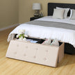 Large Faux Leather Ottoman – Beige – Storage Toy Chest – Max Load 300 kg