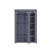 Portable Clothes Closet – Canvas – Grey – Double Wardrobe with 6 Shelves and Hanging Rail