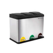 Recycling Bin – Stainless Steel – Silver – 45 Litre Waste Separation System with Three Detachable Compartments