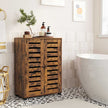 Bathroom Floor Cabinet – Wood – Rustic Brown – Multipurpose with Adjustable Shelf and Louvred Doors