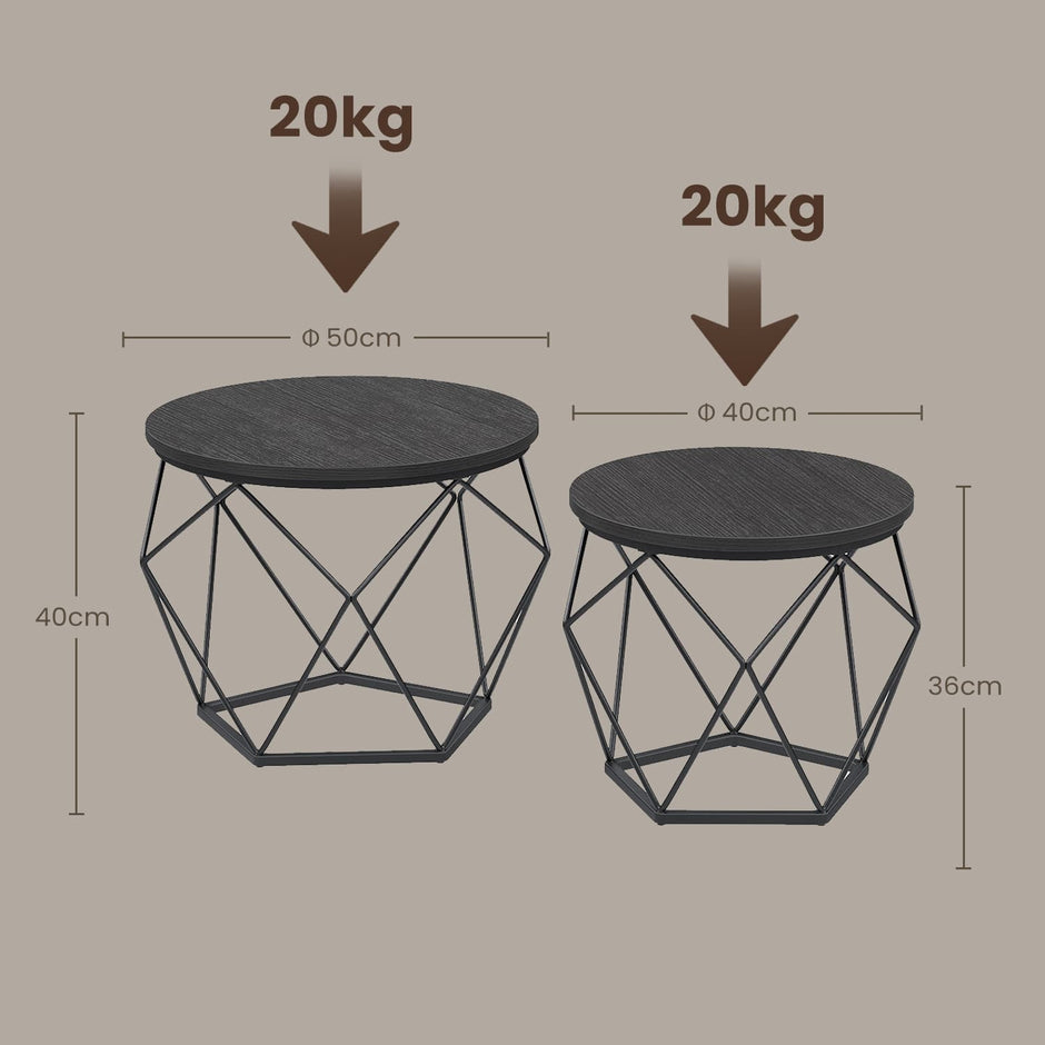 Round Coffee Tables Set – Steel – Modern – Removable Tabletop